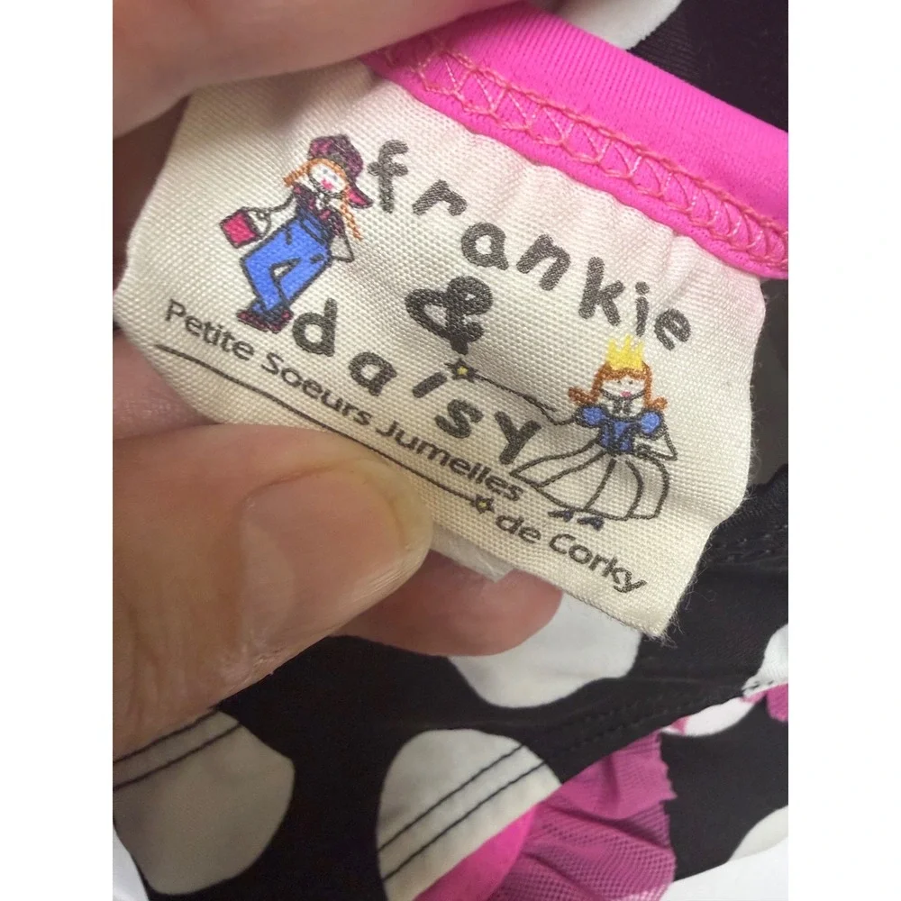 Frankie & Daisy Corky Girls Polka Dot Tankini Skirted Swimsuit‎ Set Pink Black 6